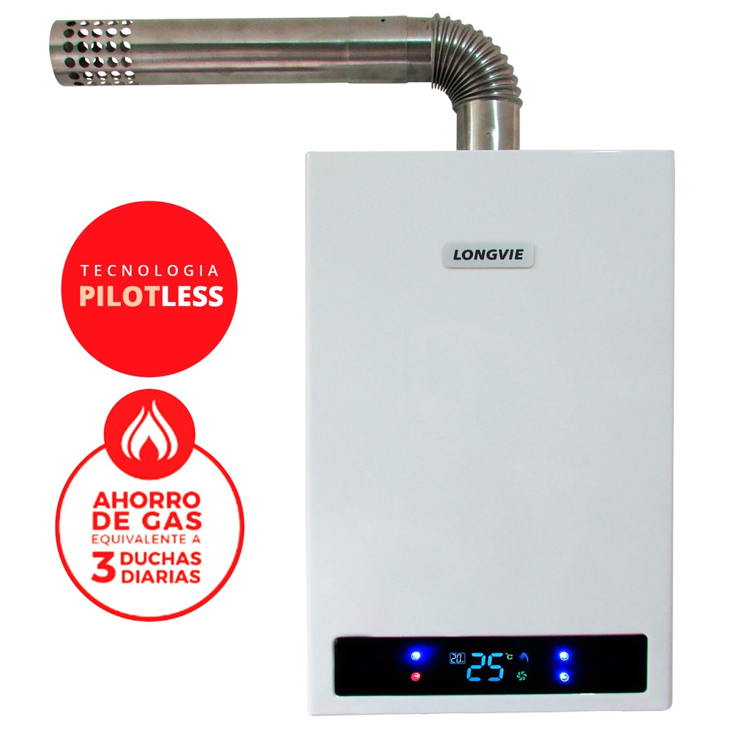 CALEFON A GAS PILOTLESS 18LTS SIN LLAMA PILOTO E.E DISPLAY