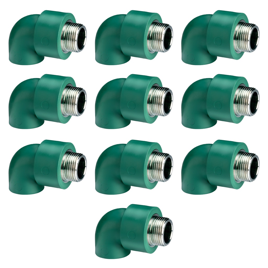 CODO FUSION ROSCA METAL. MACHO 90º 25mm X 1/2 PACK X 10u.