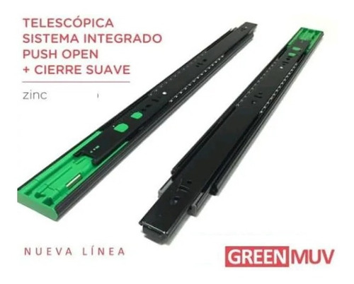 CORREDERA TELES. CIERRE SUAVE + PUSH OPEN  55cm NEGRA