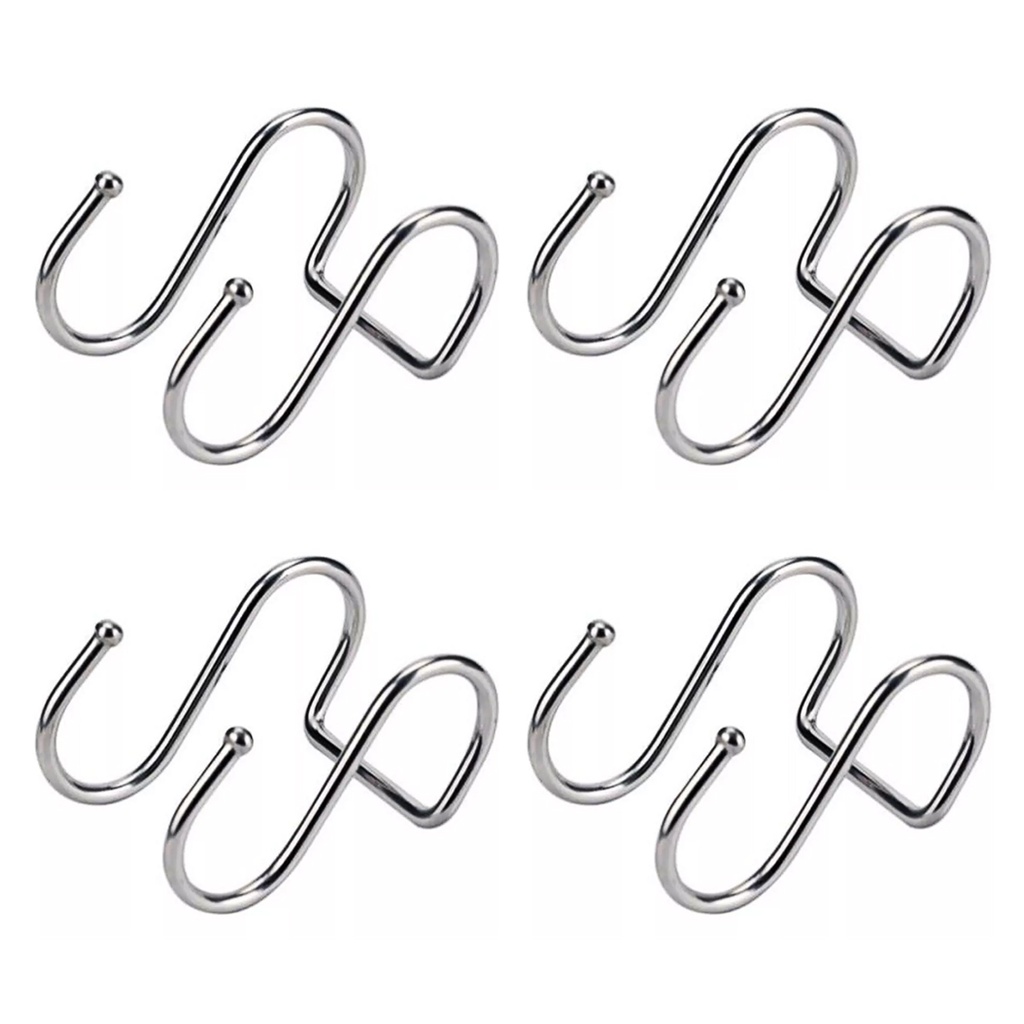 GANCHO DOBLE DE COLGAR ACERO CROMADO PACK X 4u.