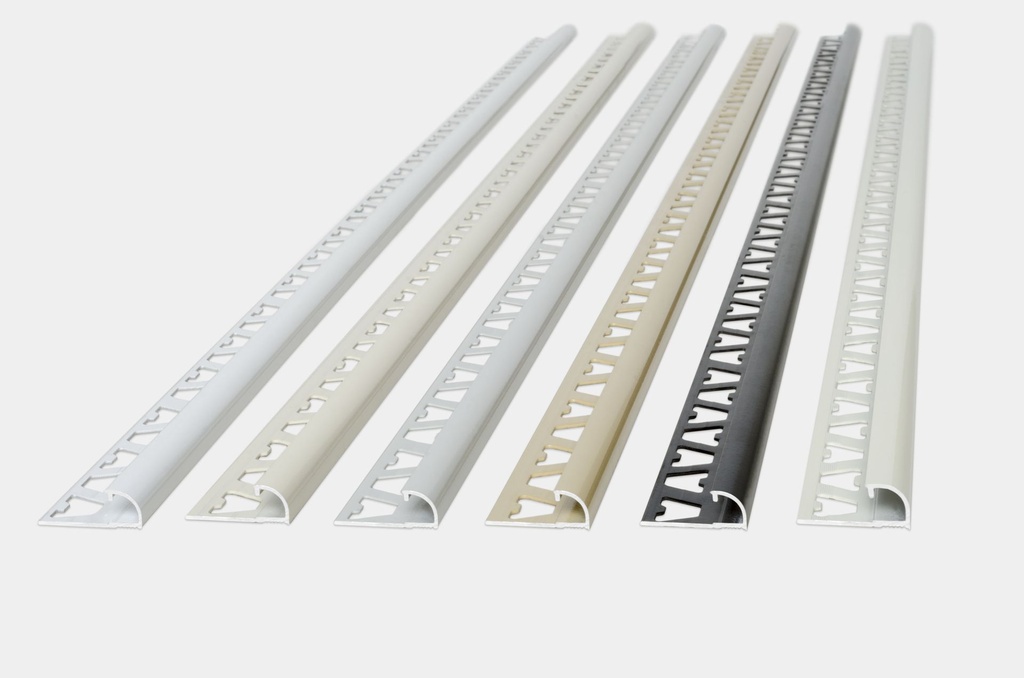 GUARDACANTO BULLNOSE 10mm x 2.5m ALUMINIO BLANCO