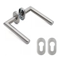 MANIJA RECTA ACERO INOX. D/B CON ROSETA Y BOCA OVAL PERA