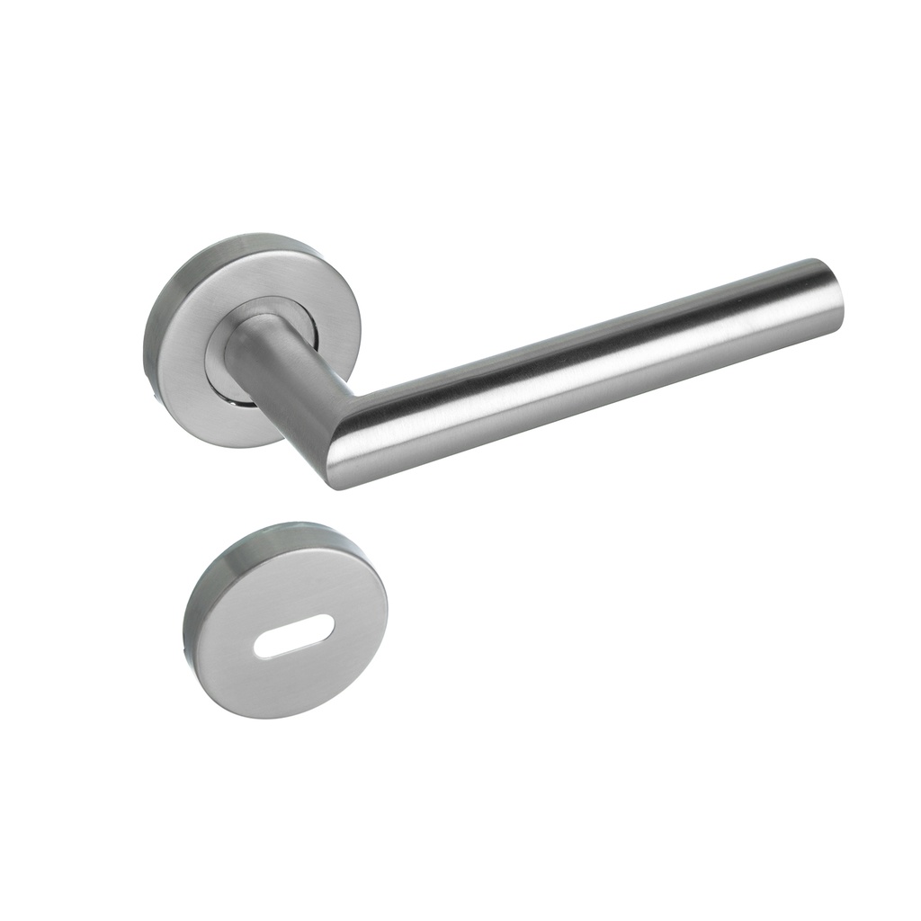 MANIJA RECTA ACERO INOXIDABLE D/B CON ROSETA Y BOC. x1u.