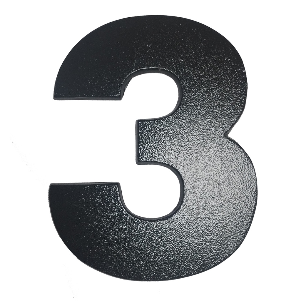 NUMERO 3 NEGRO TEXTURADO  de 150 mm .x1u.