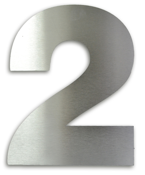 NUMERO CLASICO 2 DE 250 MM ACERO INOXIDABLE