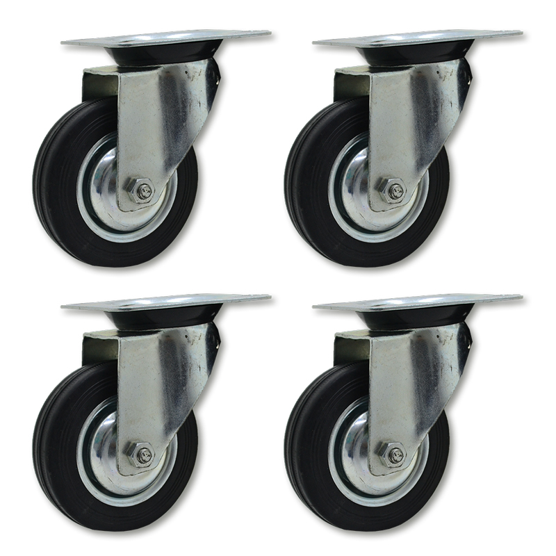 RUEDA CHAPA/GOMA GIRAT. 100mm PACK X 4u.