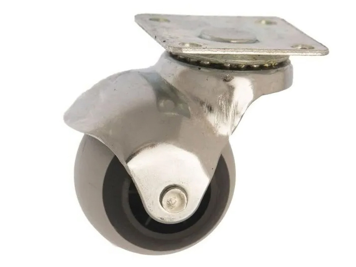 RUEDA GOMA GRIS CROMADA 50mm BASE 133