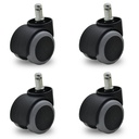 RUEDA NYLON DOBLE GIRAT. GRIS 48mm LISO PACK X 4u.