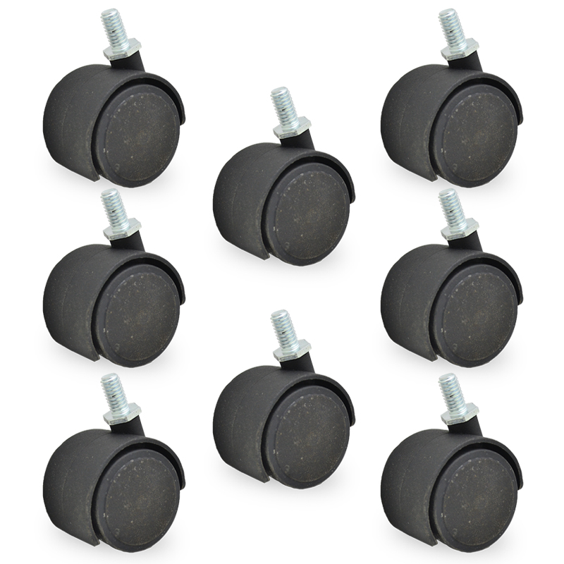 RUEDA NYLON DOBLE NEGRA 40mm 5/19" 13 PACK X 8u.