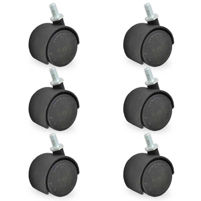 RUEDA NYLON DOBLE NEGRA 50mm 5/16" PACK X 6u.