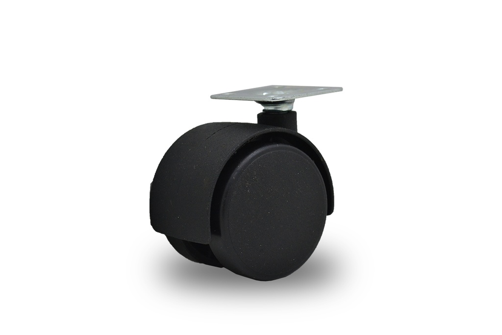 RUEDA NYLON DOBLE NEGRA 50mm BASE