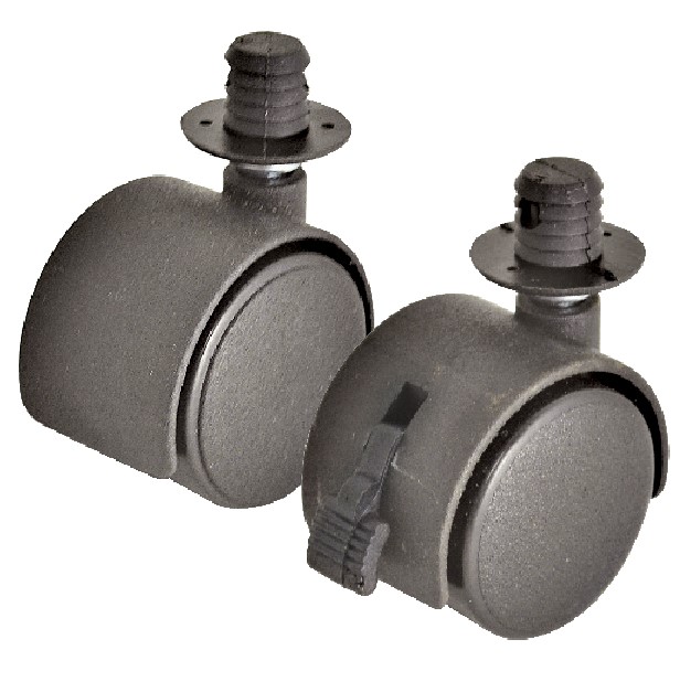 RUEDA NYLON NEGRA Ø40 CON TARUGO PLASTICO CON FRENO