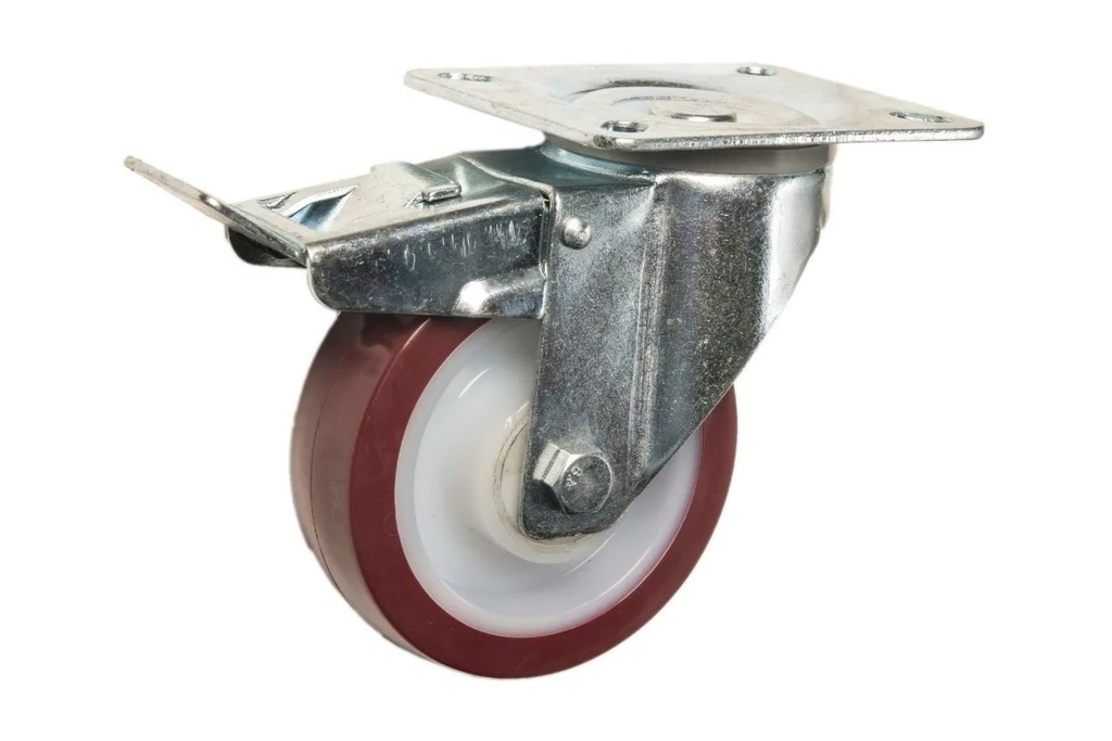 RUEDA NYLON PU. GIRAT. 100x32mm C/FRENO