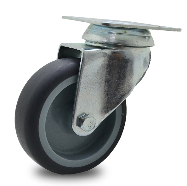 RUEDA PVC GRIS GIRAT. 100mm