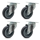 RUEDA PVC GRIS GIRAT. 100mm PACK X 4u.