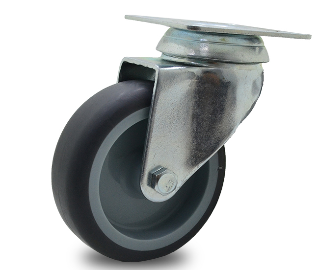 RUEDA PVC GRIS GIRAT. 75mm