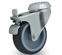 RUEDA PVC GRIS GIRAT. 75mm PAS C/FRENO
