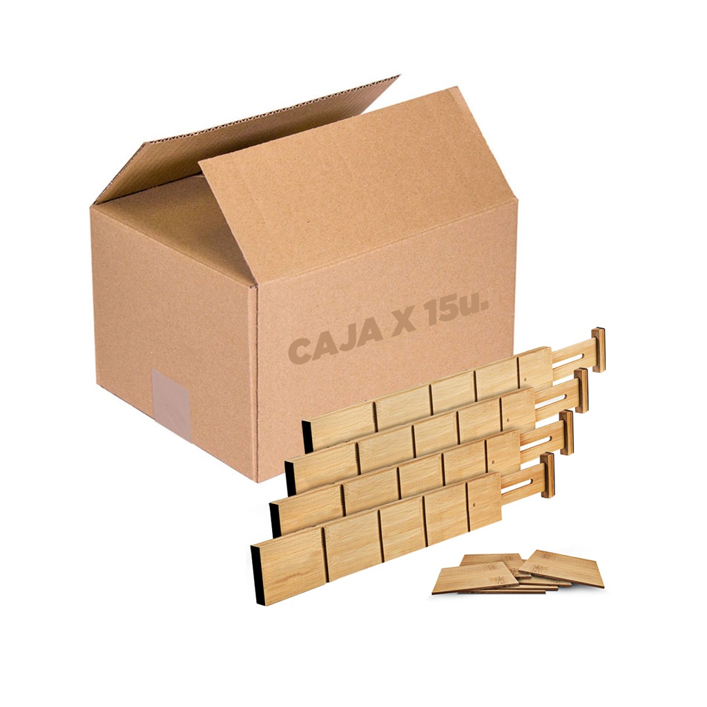 SEPARADORES ORGANIZADORES PARA CAJONES BAMBU 32.5X43cm CAJA 15u