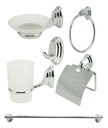 SET X6 PIEZAS MILANO (PERCHA, ARO TOALLERO, P/ROLLO, JABONERA,