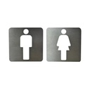 SEÑAL HOMBRE + SEÑAL MUJER 90X90MM ACERO INOXIDABLE
