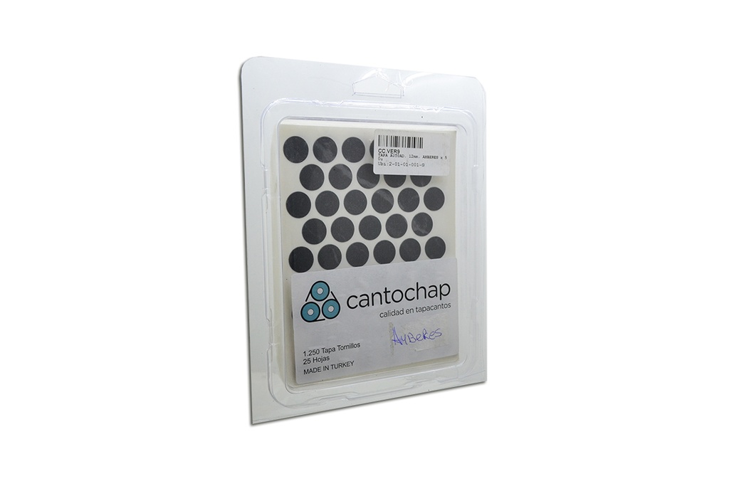 TAPA AUTOAD. 12mm. AMBERES x plancha de 50u.