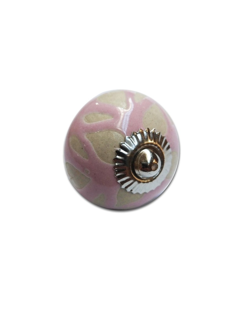 TIRADOR CERAMICO VINTAGE REDONDO BEIGE/ROSADO  x1u.