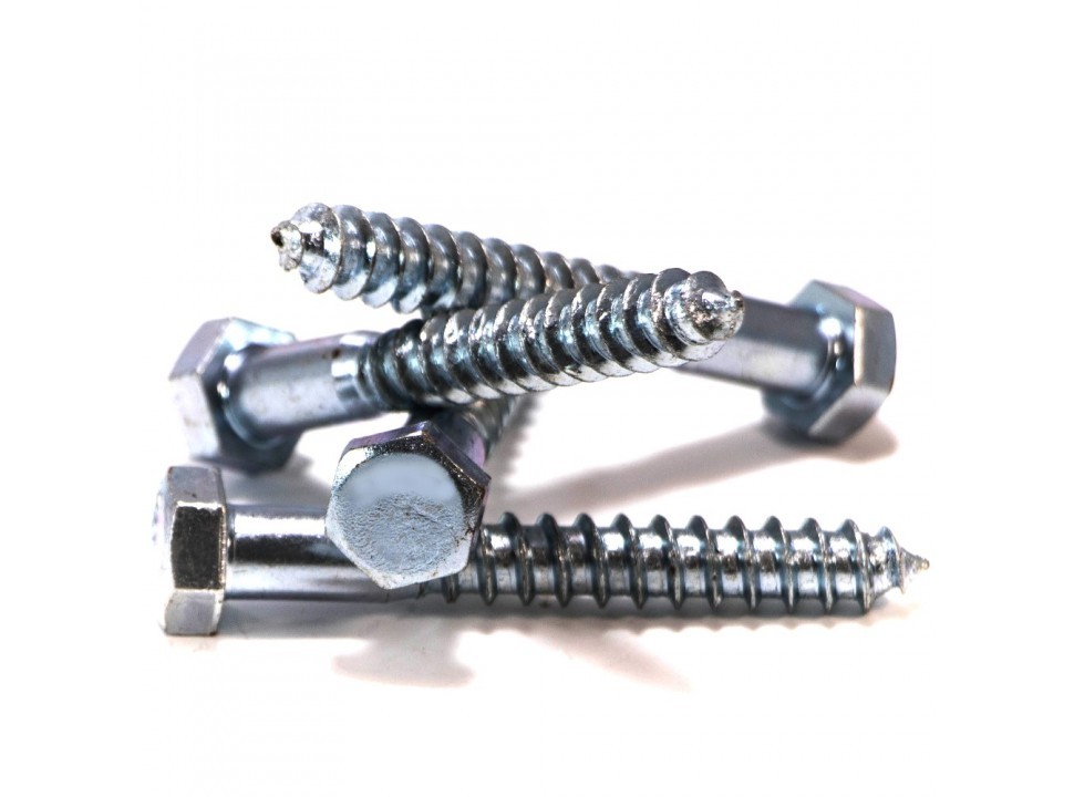 TORNILLO TIRAFONDO CABEZA HEXAGONAL ZINC BLANCO 1/4 x 4 mm