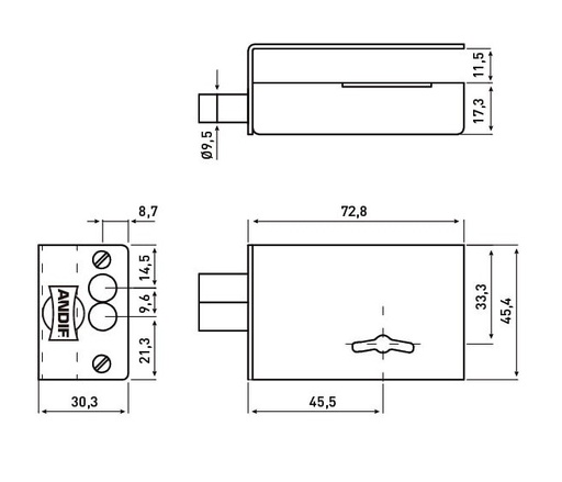 [AN.853] 853 ANDIF CERRADURA PUERTA DE CRISTAL POSTIZA IZQ Y DER x1u.
