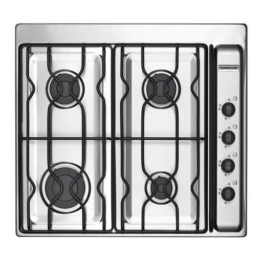 [LO.A2600RXF] ANAFE A GAS CUATRO HORN. INOX. ENCAST. LINEA ECO C/VENT x1u.