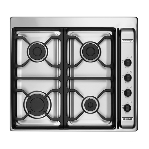 [LO.A6600XF] ANAFE A GAS CUATRO HORNALLAS INOX. ENCAST. REJ. FUND. x1u.