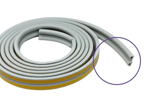 [BR.BUR-P-G] BURLETE AUTOADHESIVO MODELO "P" GOMA 5,2 mts GRIS