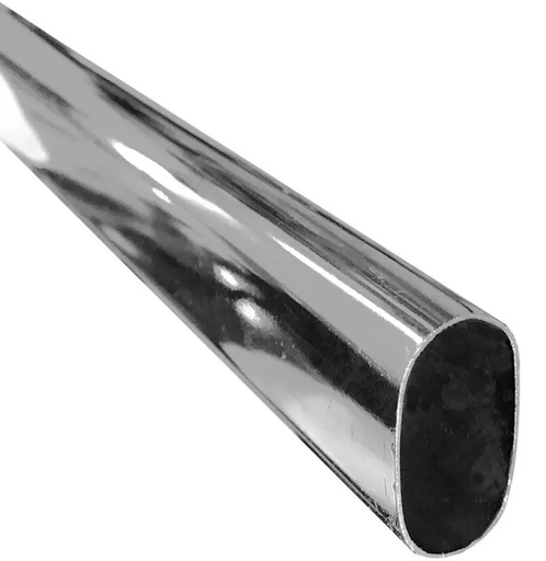 [BR.CO-10] CAÑO OVAL CROMADO LISO 30x15mm x3mts.