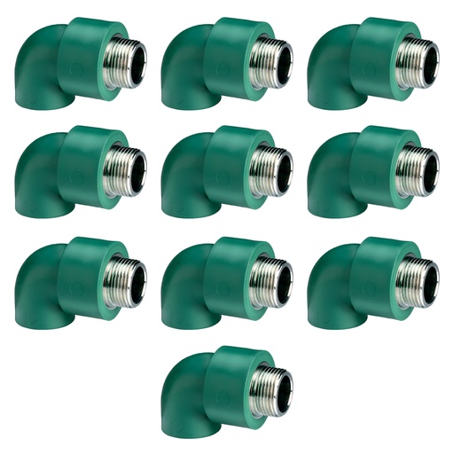 [ML.674] CODO FUSION ROSCA METAL. MACHO 90º 25mm X 3/4 PACK X 10u.