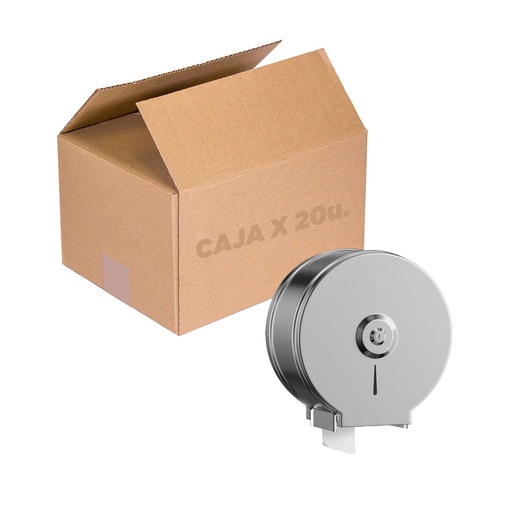 [ML.739] DISPENSER METALICO PAPEL HIG ROLLO ACERO INOX LLAVE CAJA X 20u.