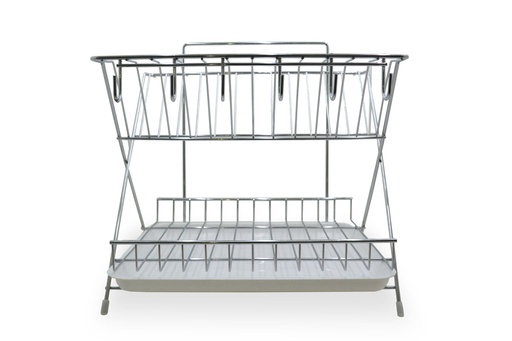 [SO.09-533] ESCURREPLATOS TIJERA C/PORTA TAZAS CROMADO x1u.