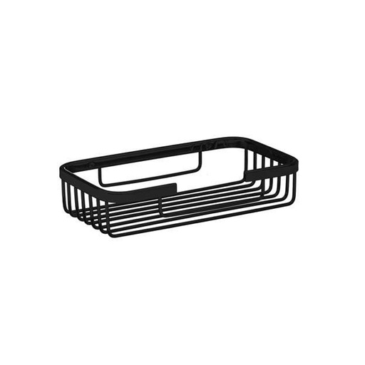 [BR.WC-306-N] JABONERA REJILLA RECTANGULAR NEGRO 130x90x35mm