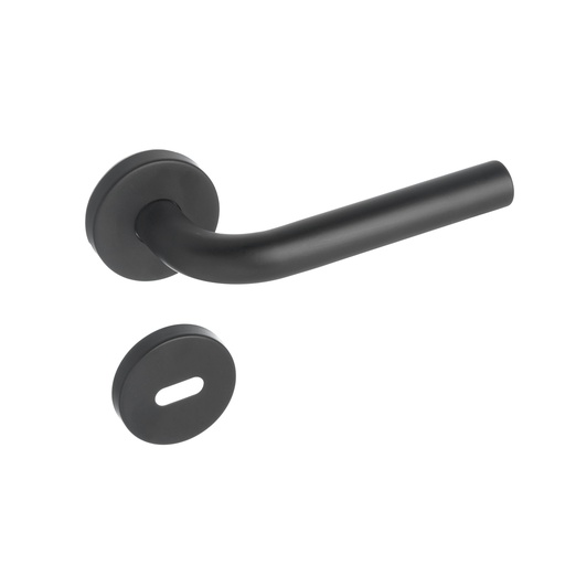 [BR.BRZ-1051-N] MANIJA ACERO INOXIDABLE NEGRA MEDIA CURVA D/B CON ROSETA Y BOC