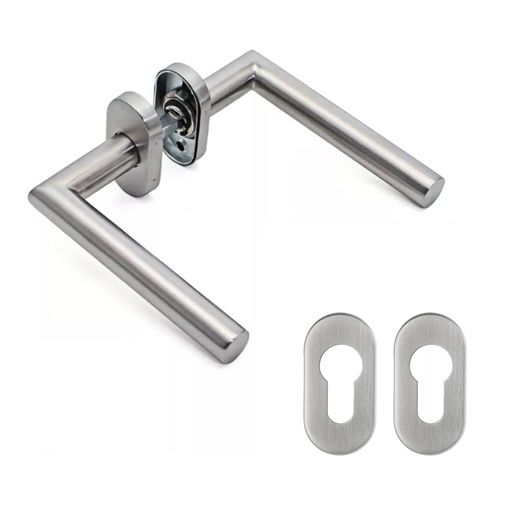 [BR.BRZ-1040-E] MANIJA RECTA ACERO INOX. D/B CON ROSETA Y BOCA OVAL PERA