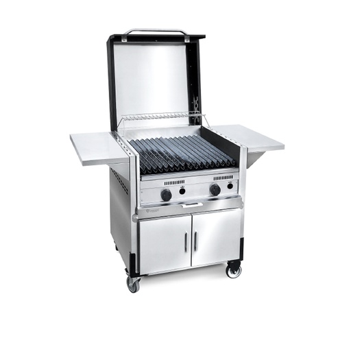 [IS.510-60-1] PARRILLA SAUCE 60cm A GAS C/MUEBLE CARRITO C/TAPA x1u.