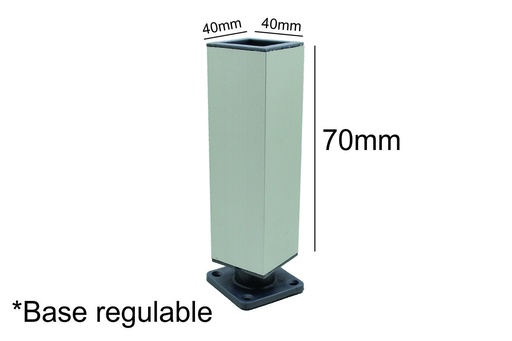 [RA.PC7AL] PATA CUADRADA  70mm ALUMINIO ANOD. 40X40 REGULABLE