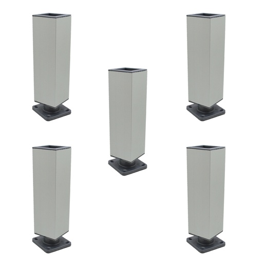 [ML.605] PATA CUADRADA 100mm ALUMINIO ANOD. 40x40 REGULABLE PACK X 5u.