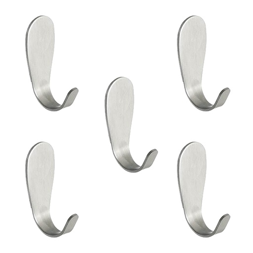 [ML.593] PERCHA CHICA AUTOADHESIVA ACERO INOXIDABLE 21x52x8mm PACK X 5u.