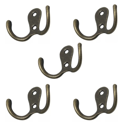 [ML.400] PERCHA DOBLE BRONCE VIEJO PACK X 5u.