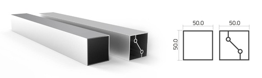[GE.F50-T50] PERFIL CUADRADO F50-T50 50x50mm x3mts