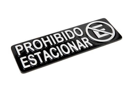 [AR.A33F] PLACA PROHIBIDO ESTACIONAR NEGRA x 1u.