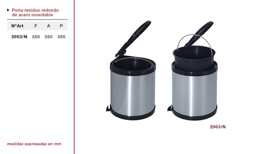 [FA.2003/N] PORTA RESIDUOS REDONDO ACERO INOXIDABLE 2003/N