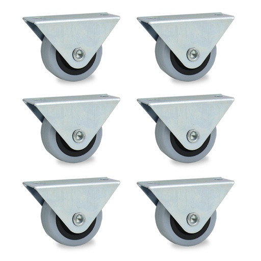 [ML.424] RUEDA CAMERA FIJA GOMA GRIS PACK X 6u.