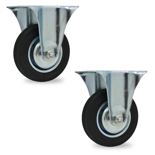 [ML.451] RUEDA CHAPA/GOMA FIJA 100mm PACK X 2u.