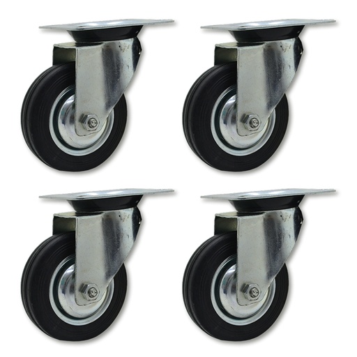 [ML.449] RUEDA CHAPA/GOMA GIRAT. 100mm PACK X 4u.