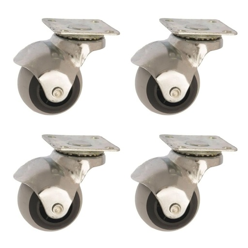 [ML.444] RUEDA GOMA GRIS CROMADA 40mm BASE 133 PACK X 4u.